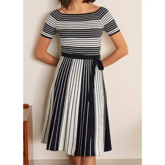 Boden | Dresses | Boden Aida Midi Dress Size 8p Belted Nautical Stripped  Coastal Old Money | Poshmark